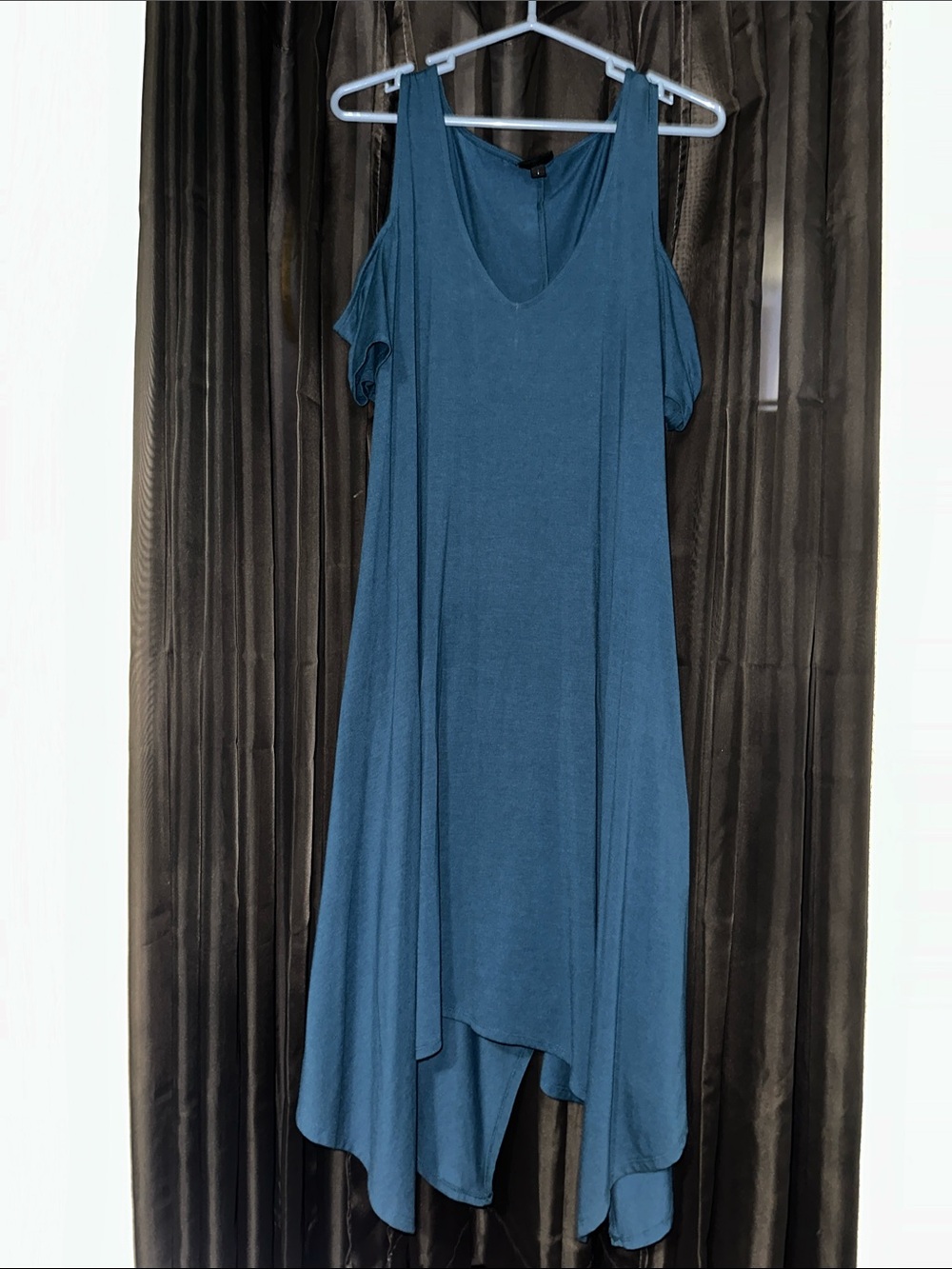 torrid Teal Asymmetrical Cold-Shoulder Midi Dress